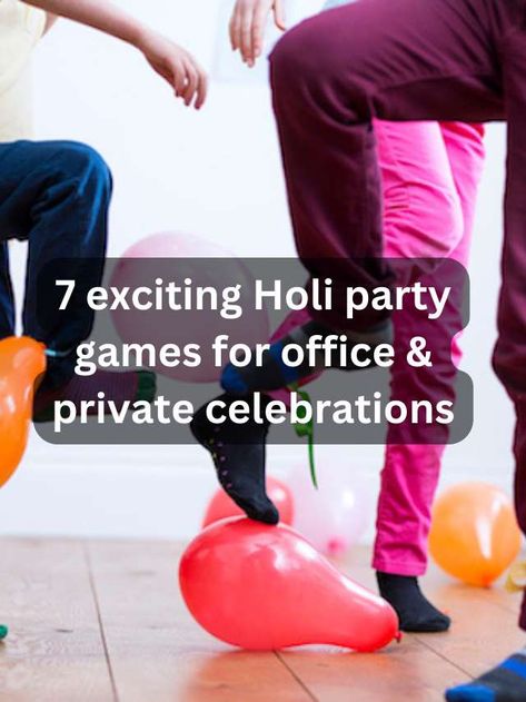 Games Holi Theme Kitty Party Games, Holi Celebration Ideas, Holi Party Ideas, Holi Games, Kitty Party Ideas, Holi Dance, Party Ideas Activities, Holi Theme, Festival Games