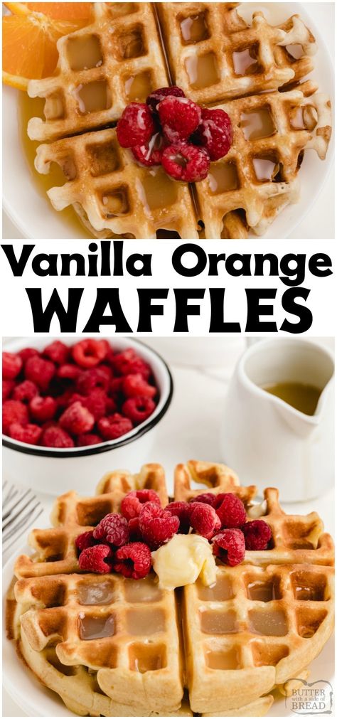 Orange Waffles Recipe, Waffle Recipe Flavored, Vanilla Waffle Recipe, Citrus Breakfast, Waffle Pancakes, Orange Waffles, Vanilla Waffles, Gordon Ramsay Recipes, Waffle Pan