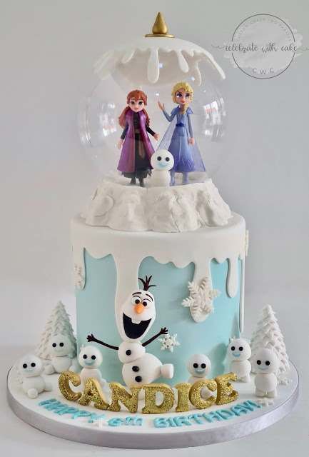 Anna Frozen Cake, Snow Globe Cake, Olaf Snow, Elsa Birthday Cake, Globe Cake, Frozen Birthday Party Cake, Frozen Themed Birthday Cake, Winter Torte, Frozen Birthday Party Decorations