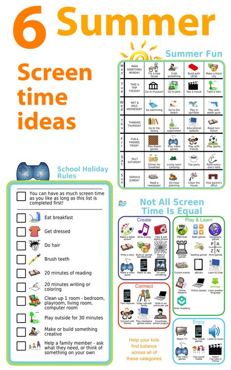 Before Screen Time Checklist Summer, Time Table For Kids At Home, Summer Chores List For Teens, Summer Screen Time Checklist, Summer Screen Time Rules, Activity Ideas For Teens, Screen Time Checklist, Kids Summer Schedule, House Management