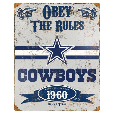 Dallas Cowboys Party, Courtyard Decor, Rules For Kids, Dallas Cowboys Fans, Cafe Door, Foot Ball, Pub Signs, Embossed Metal, Nfl Dallas Cowboys