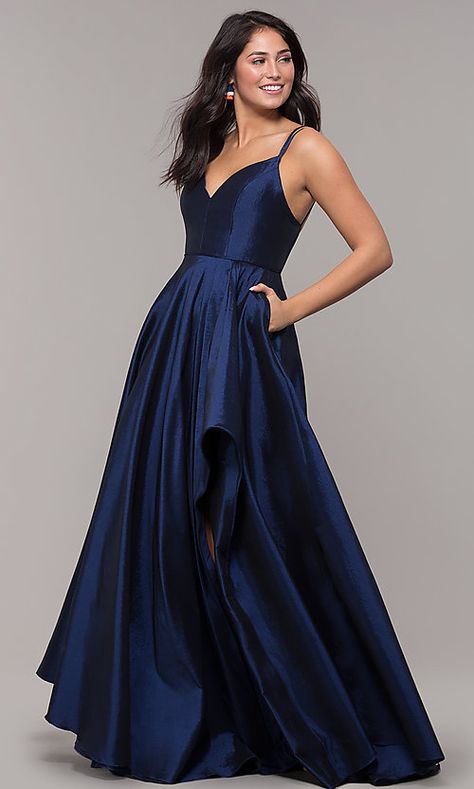 Navy Blue Hoco Dress Long, Navy Blue Formal Dress Long, Navy Dress Formal, Blue Prom Dresses 2023, Ravenclaw Dress, High Low Dresses Casual, Midnight Blue Prom Dresses, Navy Prom Dress, Hogwarts Founders