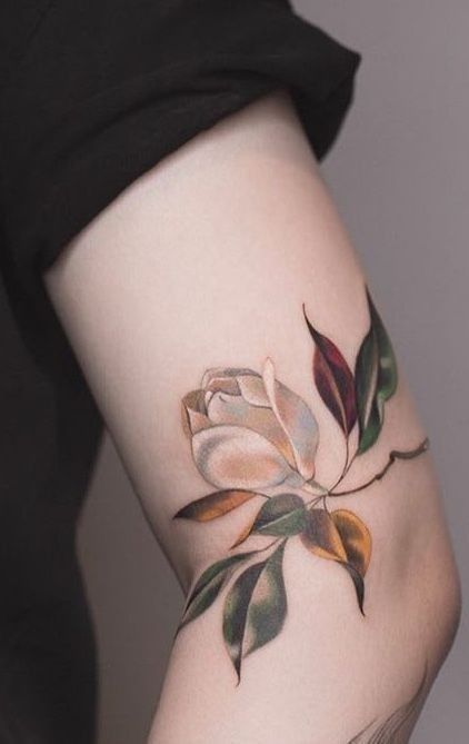 Realistic Magnolia Tattoo, Magnolia Tree Tattoo Sleeve, Botanical Tattoo Design, Tattoo 2024, Magnolia Tattoo, Floral Tattoo Sleeve, Botanical Tattoo, Best Sleeve Tattoos, Piercing Ideas