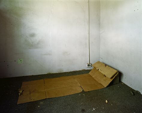 Cardboard bed in an abandoned building © Pieter Hugo Pieter Hugo, Cardboard Bed, Dirty Room, Empty Room, Theatre Set, Bedroom Goals, Rooms Reveal, Messina, Abandoned Buildings