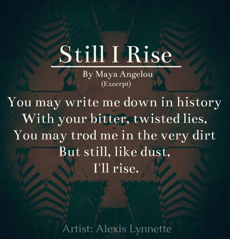 Short Poem Excerpt ✦ Art credit: Alexis Lynnette Art Poems Short, Short Poems About Art, Bardic Inspiration Quotes, Unique Personality Quotes, Short Powerful Poems, Black Consciousness Quotes, Maya Angelou Poems Still I Rise, Short Inspirational Poems, Poems About Female Rage