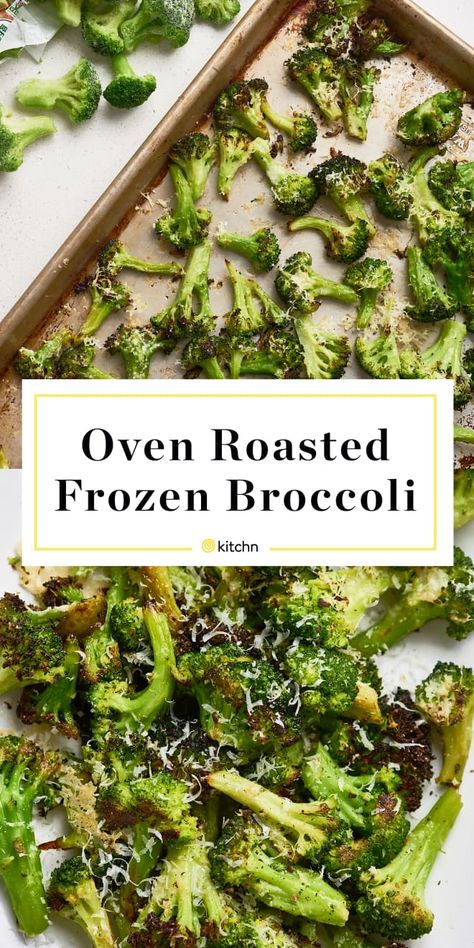 Oven-Roasted Frozen Broccoli | Kitchn Roasted Frozen Broccoli, Frozen Broccoli Recipes, Roast Frozen Broccoli, Frozen Broccoli, Eat Better, Roasted Broccoli, Broccoli Recipes, Frozen Vegetables, Vegetable Sides