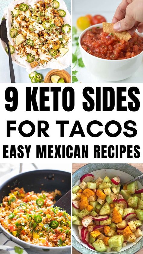 Here are some easy low carb Mexican sides and keto side dishes that you can serve with tacos and carnitas! Mexican Food Sides, Bbq Side Dishes Healthy, Fajita Sides, Sides For Tacos, Healthy Mexican Sides, Fajita Side Dishes, Sides For Fish Tacos, Keto Mexican Food, Mexican Sides