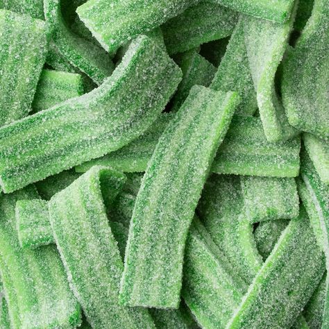 Green Candy Aesthetic, Cool Green Aesthetic, Green Sweets, Green Apple Candy, Sour Sweets, Green Gummy Bear, Green Foods, Sour Belts, Green Snacks