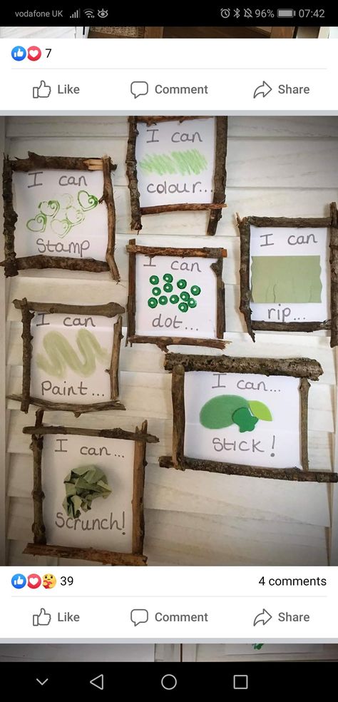 Art Area Reggio Inspired, Art Area Curiosity Approach, Circle Time Reggio Emilia, Nature Area Preschool, Reggio Emilia Board Ideas, Regio Preschool Classroom, Outside Art Area Eyfs, Reggio Prek Activities, Natural Nursery Ideas Eyfs