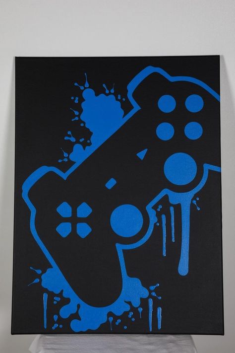 Controller Painting, Game Controller Art, Gaming Ideas, Video Game Decor, Playstation Controller, Painting Video, Canvas Drawing, Batman Wallpaper, Canvas Painting Designs