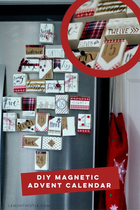 Love this idea for a small space! magnetic advent calendars Diy Advent Pocket Calendar, Tiny Items For Advent Calendar, Diy Advent Calendar Envelopes, Envelope Advent Calendar, Activity Advent Calendar, Diy Christmas Advent, Dyi Reusae Advent Calendar, Count Down To Christmas, Advent Calendar Activities