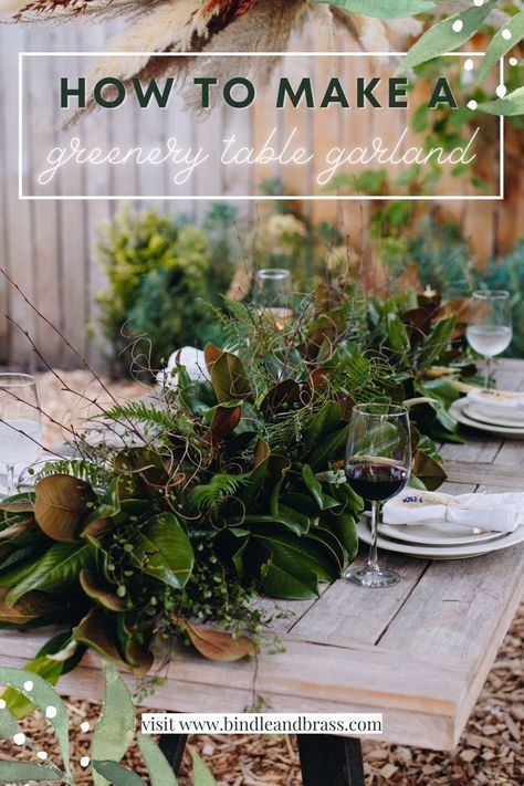 Decorate your top table with a beautiful centrepiece that's super-easy to make and is an elegant way to decorate your outdoor party. Our greenery table garland is not only easy to assemble, but is a quick project that will immediately give your garden party an elevated elegance. With all the products used in the garland being natural, this table design quickly establishes a bohemian theme for your party. And what's an outdoor garden party without a table garland anyway? Read more on our blog! Garland Table Runner, Outdoor Garden Party, Activities For Couples, Crafts Table, Magnolia Leaf, Greenery Centerpiece, Table Garland, Garden Ceremony, Birch Branches