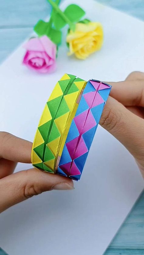 Paper Art And Craft, Paper Bracelet, Paper Folding Crafts, Paper Craft Videos, Subscribe My Youtube Channel, Origami Paper Art, Hand Crafts For Kids, Handmade Paper Crafts, Paper Craft Diy Projects