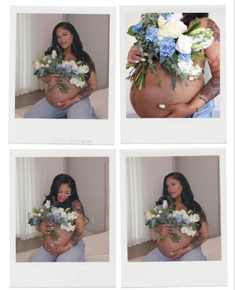 Maternity Pictures Flowers Jeans, At Home Maternity Pictures Diy, Fun Maternity Shoot Ideas, Pregnant Birthday Photoshoot, Denim Pregnancy Photoshoot, Classy Pregnancy Announcement, Fun Maternity Pictures, Bump Photoshoot, Maternity Picture Outfits