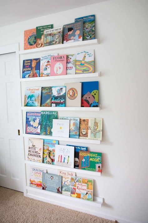 DIY Book Ledge in Nursery 4 - DIY Book Ledge in Nursery by popular home decor blogger DIY Decor Mom Diy Book Ledge, Baby Bookshelf, Nursery Bookshelves, Book Ledge, Baby Nursery Diy, Nursery Book, Nursery Bookshelf, Floating Bookshelves, Shelves Diy