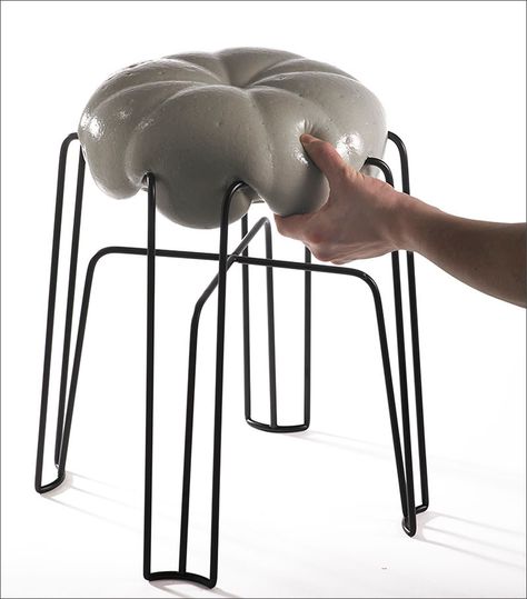 German product designer Paul Ketz has created Marshmallow – a steel framed stool covered with a soft foam seat that mimics the look of fluffy marshmallow creme. Foam Furniture, Modern Furniture Design, Stool Covers, Marshmallow Creme, Woodworking Guide, Stool Design, Woodworking Videos, Teds Woodworking, Woodworking Projects Plans