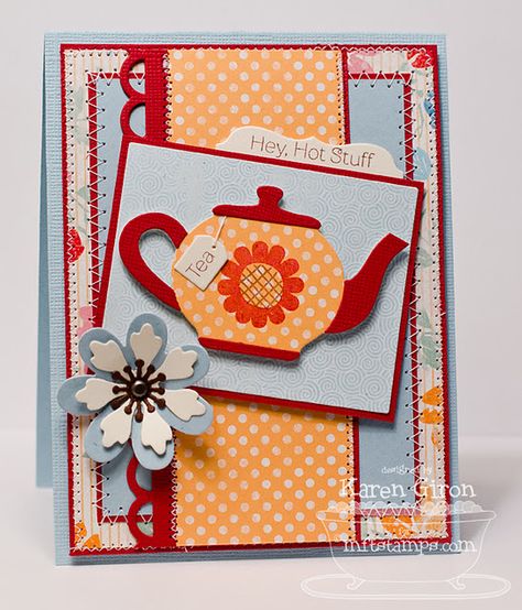 Teapot card Tea Cup Card, Teacup Crafts, Time For Tea, The Sweetest Thing, Handmade Teapot, Coffee Crafts, Sweetest Thing, Cricut Cards, Crafting Paper