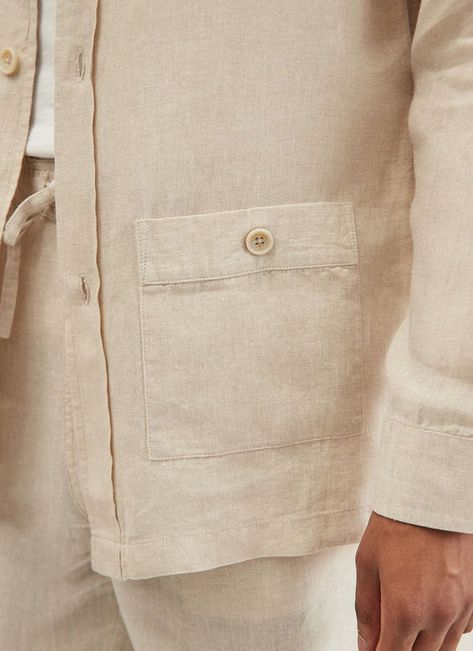 Safari Linen Jacket | Natural | Percival Menswear Cuban Shirts, Safari Shirt, Modern Classic Style, Linen Collection, Safari Jacket, Men's Outerwear, The Amalfi Coast, Linen Jacket, Beach Bars