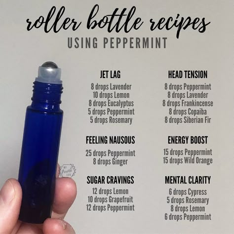 Yesterday we talked all about Peppermint! So, today I am sharing 6 roller bottle blends using none other...Peppermint! . From head tension… Doterra Roller Bottle Recipes, Roller Ball Blends, Essential Oil Roller Bottle Blends, Essential Oils For Nausea, Essential Oil Roller Blends, Roller Perfume, Oil Roller Blends, Fragrance Bar, Diy Perfumes