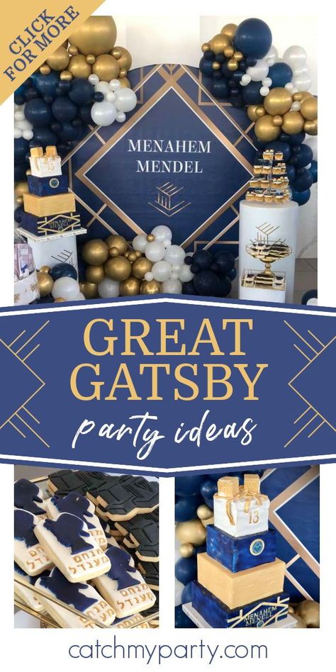 Barmitzva Party Ideas, Great Gatsby Bar, Bark Mitzvah, Bar Mitzvah Ideas Boys, Gatsby Bar, Bar Mitzvah Ideas, Bar Mitzvah Decorations, Vintage Party Ideas, Bar Mitzvah Themes