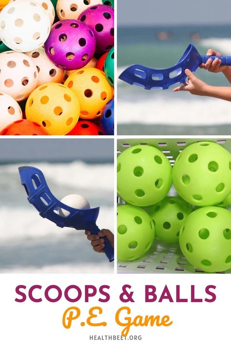 Teach your PE students how to use plastic scoops and balls, and then advance them into partner games. Scoop Ball Pe Games, Grade 2 Physical Education Games, Pe Gym Games, Elementary Pe Games, Gym Class Ideas, Pe Games Elementary, Adapted Pe, Adapted Physical Education, Gym Games For Kids