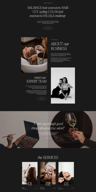 If you're looking to stand out in the beauty industry, this designer-made Wix website template is perfect for you. With its bold, dark themed design and modern typography, your business will exude confidence and style. La Cruz is the perfect moody website template designed to elevate any salon or spa business, or entrepreneur including makeup artist, lash/brow artist, hair stylist, esthetician, tanning expert! With it's endless customization options, this template is so easy to make your own. Lash Artist Website, Website Design Beauty Salon, Wix Website Design Inspiration, Esthetician Website Design, Salon Website Design Inspiration, Salon Website Ideas, Beauty Salon Website Design, Hair Salon Web Design, Hair Website Design