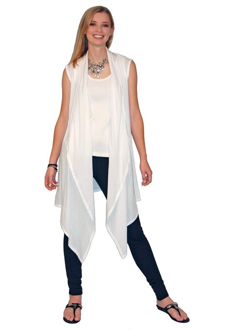 Sleeveless Waterfall Vest- Easy to wear vest goes over anything. Tie-dye or Shibori it & wear it to the office. Floating, loose fitting vest with square shaped front collar that drapes down like a waterfall! 100% Rayon Light woven flat gauze fabric. Semi-sheer. Rolled & stitched hem edges. Diy Waterfall, Waistcoat Pattern, How To Tie Dye, Shibori Tie Dye, Blank Apparel, Gauze Fabric, Create Outfits, Vest Fashion, How To Dye Fabric