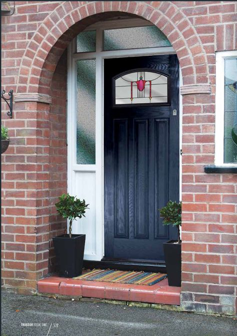 1930’s Style Composite Doors | Composite Door Prices 1930s Front Door, Front Door Colours, Victorian Entrance, 1930s Doors, Entrance Outdoor, Victorian Front Doors, Art Deco Ideas, Composite Front Door, Traditional Front Doors