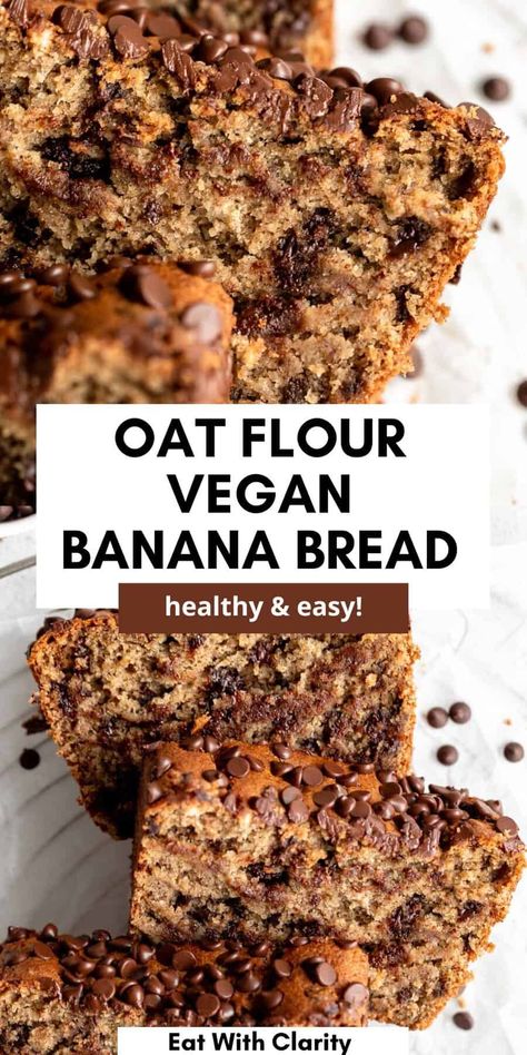 Vegan Gluten Free Banana Bread Easy Vegan Banana Bread, Oat Flour Banana Bread, Vegan Gluten Free Banana Bread, Vegan Banana Bread Easy, Gluten Free Banana Bread Recipe, Vegan Banana Muffins, Tarte Vegan, Flours Banana Bread, Gluten Free Banana Bread