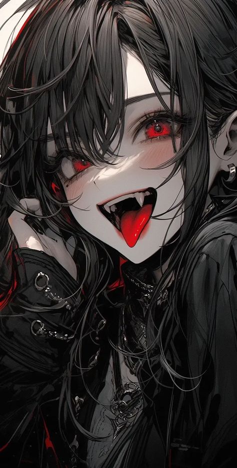 Black Aesthetic Girl, Vampire Woman, Wallpapers Black, Black Vampire, Anime Goth, Anime Black Hair, Vampire Girls, Girl With Brown Hair, Gothic Anime