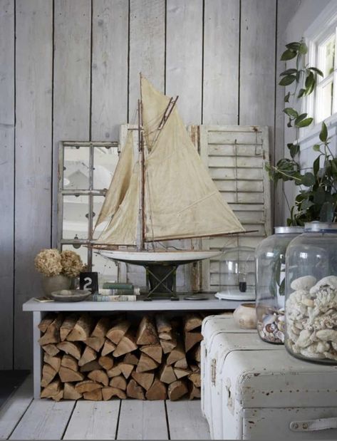 Seaside interiors we love - From Britain with Love Coastal Style Living Room, Tongue And Groove Walls, Cottages By The Sea, Cottage By The Sea, Cottage Style Decor, Coastal Living Rooms, Seaside Cottage, Nautical Home, Coastal Cottage