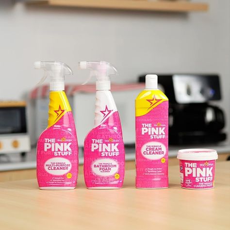 This product is the best and will replace all the cleaning products in your house. Clean smarter, not harder! The Pink Stuff Ultimate Bundle has you covered with Miracle Cleaning Paste, Multi-purpose Cleaner, Bathroom Foam Cleaner, and Cream Cleaner. Simplify your cleaning routine and achieve sparkling results! ✨ #ThePinkStuff #CleaningSimplified Pink Cleaning Products, Pink Cleaner, The Pink Stuff, Foam Spray, Pink Sauce, Bathroom Spray, Normal House, Cleaning Paste, Cleaning Stuff