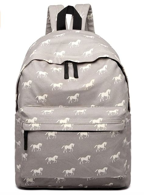 Grey horse print backpack Backpacks For Kids, Black Pencil Case, Horse Backpack, Horse Purse, School Bag College, Retro School, Travel Rucksack, Backpack Reviews, Back To School Backpacks