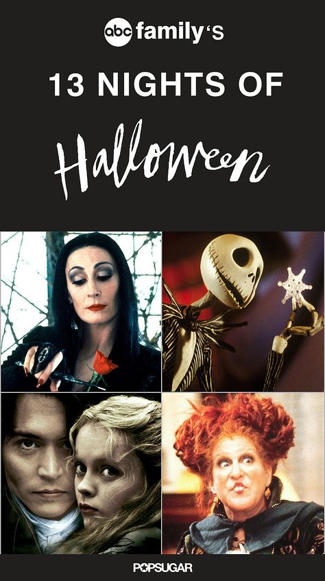 13 Nights of Halloween Full Lineup 2015 | POPSUGAR Entertainment 31 Nights Of Halloween, Christmas Movies List, Chasing Life, Family Logo, Family Tv, 25 Days Of Christmas, What To Watch, Abc Family, Family Books