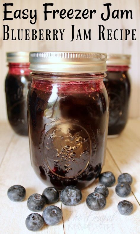 Blueberry Freezer Jam Recipe, Easy Freezer Jam, Blueberry Freezer Jam, Freezer Jams, Canning Jams, Blueberry Jam Recipe, Strawberry Freezer Jam, Freezer Jam Recipes, Freezing Food