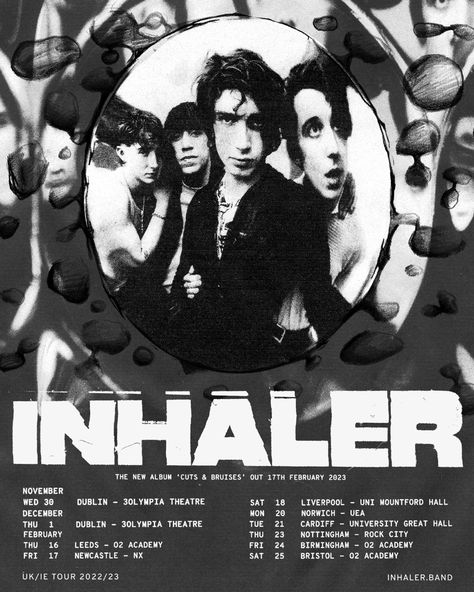 Inhaler Poster, Cardiff University, Theatre Wedding, Lounge Music, Swim School, Uk Tour, 17 December, Tour Poster, Dorm Posters