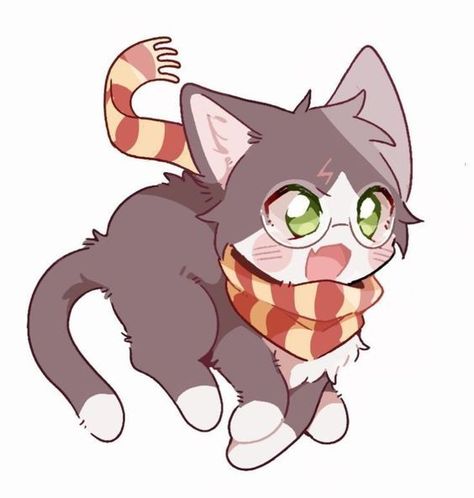 Harry Potter Cat, Citate Harry Potter, Harry Potter Cartoon, Cute Harry Potter, Harry Potter Artwork, Cute Kawaii Animals, Potter Art, Harry Potter Drawings, Harry Potter Anime