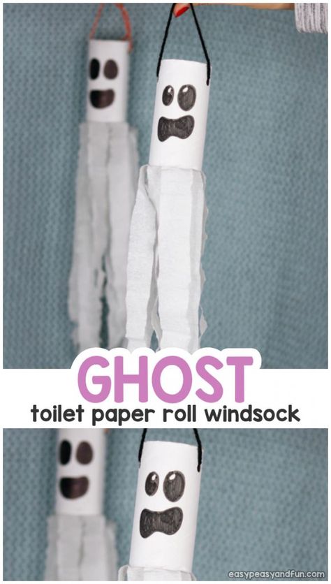 Ghost Windsock, Halloween Toilet Paper Roll Crafts, Halloween Toilet Paper, Toilet Paper Roll Craft, Childcare Ideas, Roll Craft, Ghost Crafts, Fox Crafts, Hallowen Ideas