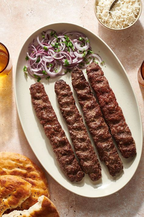 Kabob Koobideh (Persian Grilled Kebabs) Kabob Koobideh, Seekh Kebab Recipes, Grilled Kabob Recipes, Tandoori Paneer, Chicken Kebab Recipe, Beef Flank Steak, Lamb Kebabs, Kebab Skewers, Grilling Kabobs