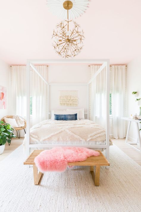 Elsie's bedroom progress ©AlyssaRosenheck2016 Light Pink Bedrooms, Girly Pink Bedroom, Blush Bedroom, Princess Bedrooms, Pink Bedroom Design, Pink Bedrooms, Girl Bedroom Designs, Preppy Room, Progress Report