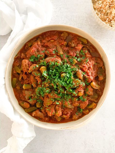 Bamieh bil Lahme | The Elegant Economist Okra Stew, Lebanese Food, Beef Stew Meat, Eastern Cuisine, Hearty Stews, Lebanese Recipes, Mediterranean Cuisine, Asian Flavors, Middle Eastern Recipes