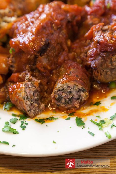 Maltese sausage as a main ingredient in a Maltese dish Bracciole Recipe, Game Dinner Ideas, Maltese Recipes Malta, Bread Ciabatta, Making Cheese At Home, Italian Easter Recipes, Malta Restaurant, Malta History, Food Europe