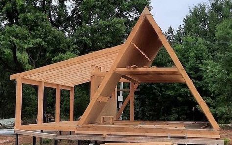 A Frame Cabin Plans, Triangle House, A Frame House Plans, A Frame Cabin, A Frame House, Tiny House Cabin, Rustic Garden Decor, Tiny House Design, Rustic Gardens