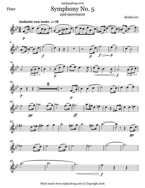 Free Flute Sheet Music, Flute Notes, Beethoven Music, Sheet Music For Flute, Fiddle Music, Classical Sheet Music, Cello Music, Violin Lessons, Flute Sheet Music