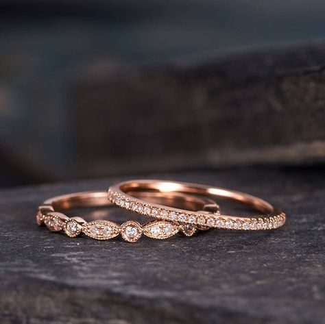 Milgrain Wedding Band Women Rose Gold ... Wedding Bands For Women Rose Gold, Milgrain Wedding Band, Rose Gold Band Ring, Rose Gold Art, Rose Gold Wedding Band, Wedding Band Women, Art Deco Wedding Band, Half Eternity Wedding Band, Diamond Eternity Band