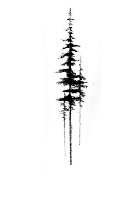 Love these trees for a tattoo.  #tattoos #inspiration Northwest Tattoo Ideas, 4 Pine Tree Tattoo, Washington Tattoo Pacific Northwest, Larch Tree Tattoo, Tree Spine Tattoo, Pacific Northwest Tattoo, Alaska Tattoo, 자작나무 그림, Simple Tree Tattoo