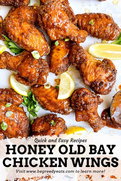 Old Bay Chicken Wings, Simple Fried Chicken, Old Bay Chicken, Honey Chicken Wings Recipe, Wing Flavors, Chicken Wings Recipes, Chicken Wing Sauce Recipes, Honey Chicken Wings, Chicken Wing Recipes Fried