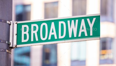 Buildings Facade, Broadway Sign, New York Downtown, Broadway Street, Ny Skyline, New York Architecture, Directional Signs, Texture Paint, Road Sign