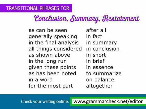 Transitional Phrases, Daily Exercises, In Conclusion, English Teaching Materials, Grammar Rules, Reading Centers, How To Say, English Language Learning, School Hacks