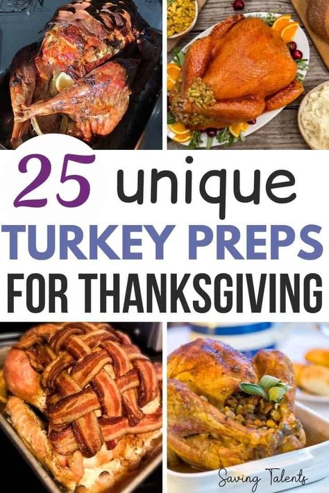 Check out this roundup with lots of ideas on how to prepare a Thanksgiving turkey. You'll love these unique Thanksgiving turkey recipes! Cajun Turkey Recipe, Thanksgiving Meal Prep, Thanksgiving Turkey Recipes, Turkey Tips, Inexpensive Dinner Recipes, Turkey Prep, Slow Cooker Turkey Breast, Smoked Turkey Recipes, Unique Thanksgiving